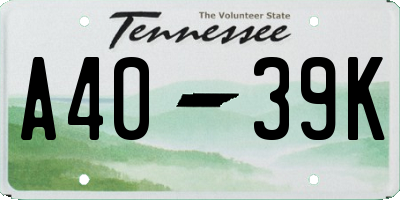 TN license plate A4039K