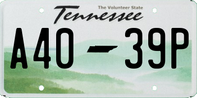 TN license plate A4039P