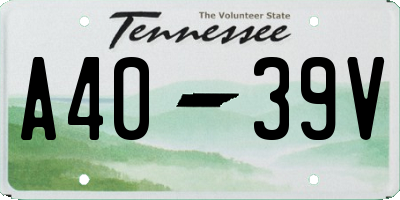 TN license plate A4039V
