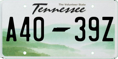 TN license plate A4039Z