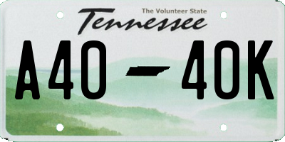 TN license plate A4040K