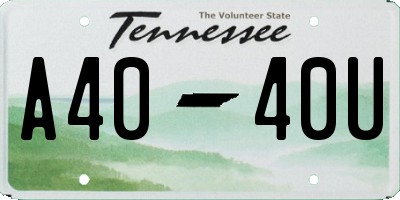 TN license plate A4040U
