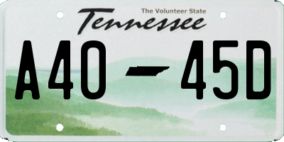 TN license plate A4045D