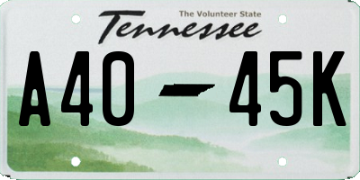 TN license plate A4045K