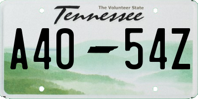 TN license plate A4054Z
