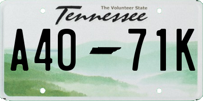 TN license plate A4071K