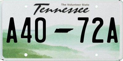 TN license plate A4072A