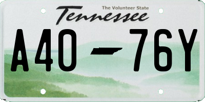 TN license plate A4076Y