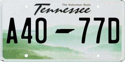 TN license plate A4077D