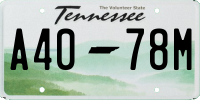 TN license plate A4078M