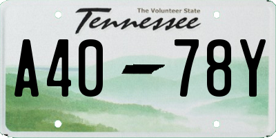 TN license plate A4078Y