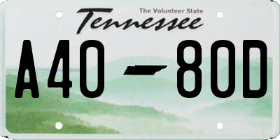 TN license plate A4080D