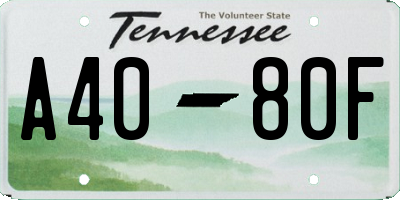 TN license plate A4080F