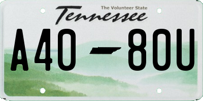 TN license plate A4080U