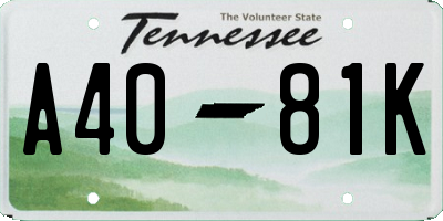 TN license plate A4081K