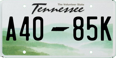 TN license plate A4085K