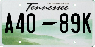 TN license plate A4089K