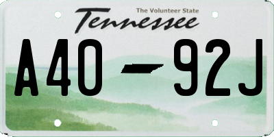 TN license plate A4092J