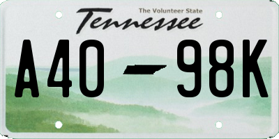 TN license plate A4098K
