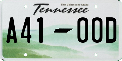 TN license plate A4100D
