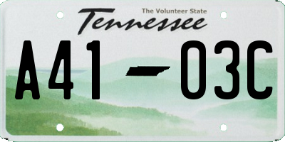 TN license plate A4103C