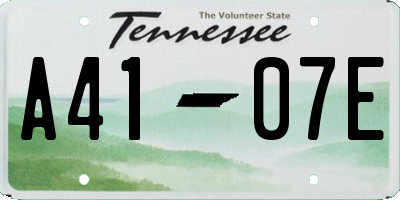 TN license plate A4107E