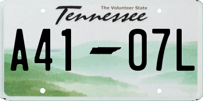 TN license plate A4107L