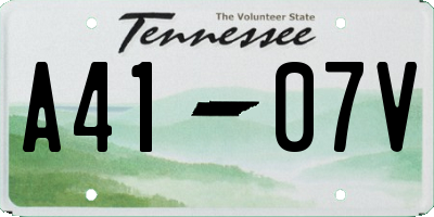 TN license plate A4107V