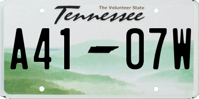 TN license plate A4107W