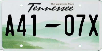 TN license plate A4107X