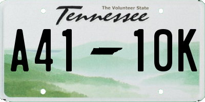 TN license plate A4110K