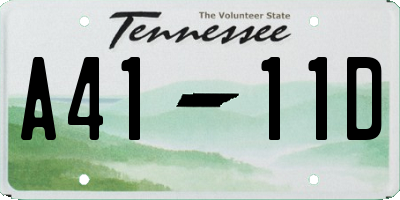 TN license plate A4111D
