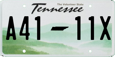 TN license plate A4111X
