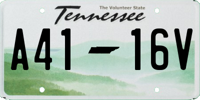 TN license plate A4116V