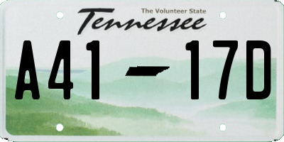 TN license plate A4117D
