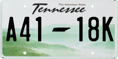 TN license plate A4118K