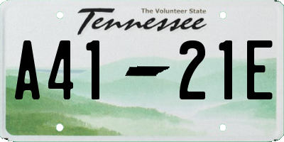 TN license plate A4121E