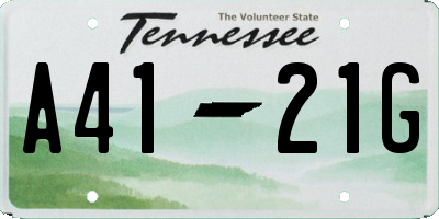 TN license plate A4121G