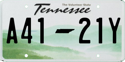 TN license plate A4121Y