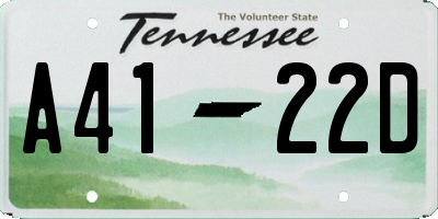 TN license plate A4122D