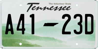 TN license plate A4123D