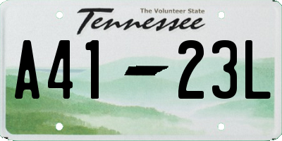 TN license plate A4123L