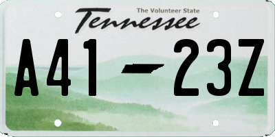 TN license plate A4123Z