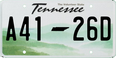 TN license plate A4126D