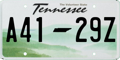 TN license plate A4129Z