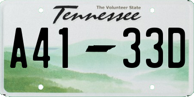 TN license plate A4133D