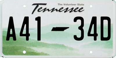 TN license plate A4134D