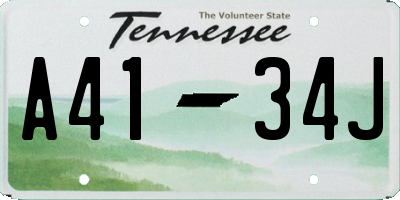 TN license plate A4134J