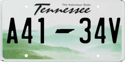TN license plate A4134V