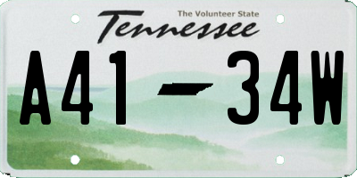 TN license plate A4134W